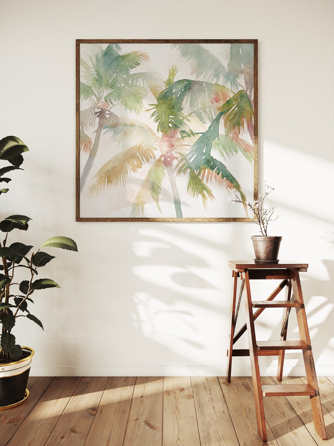 Palm Trees Watercolor Art Print, Tropical Coastal - Image 5