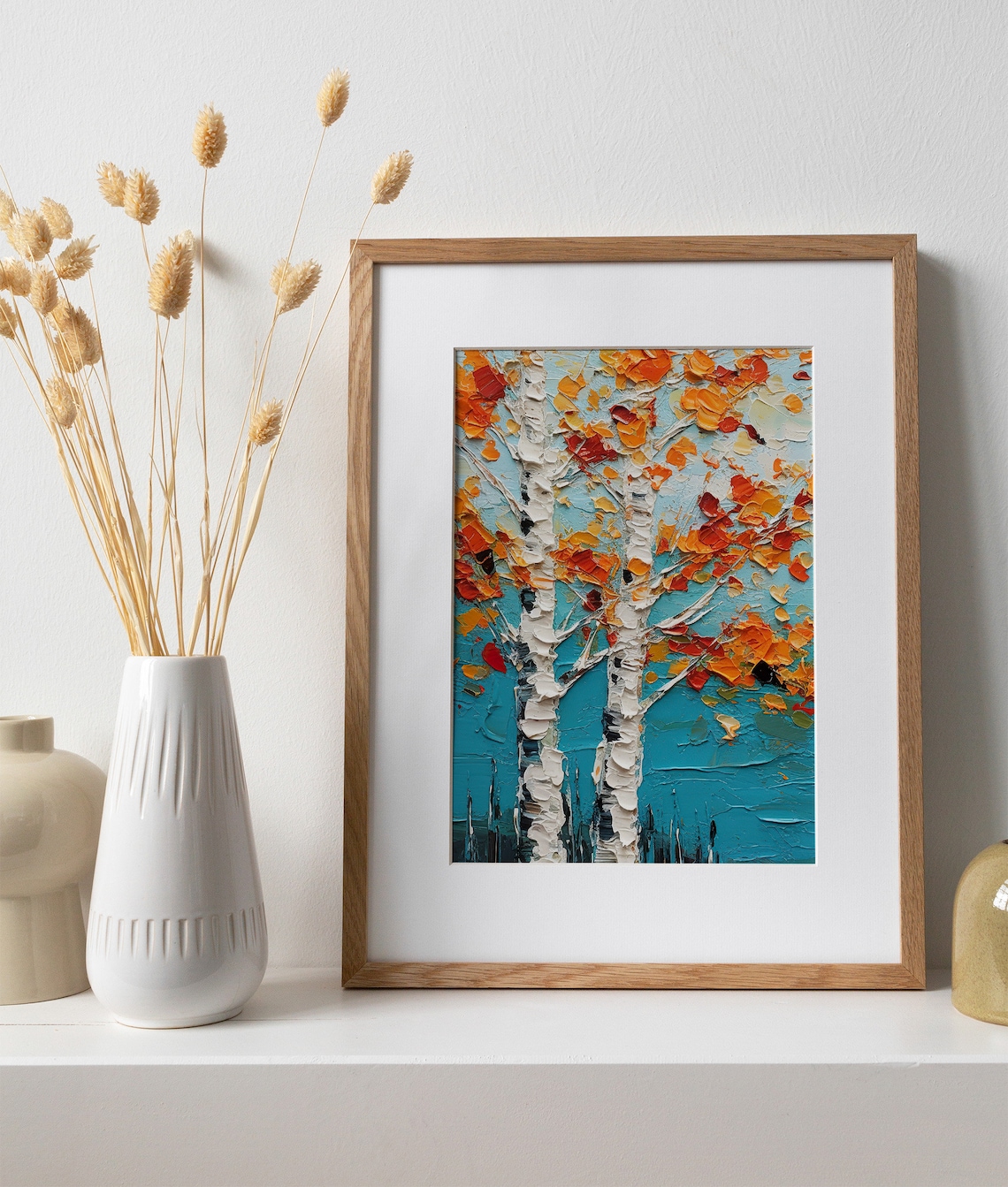 Birch Oil Painting Print, Autumn Tree Wall Art - Image 2