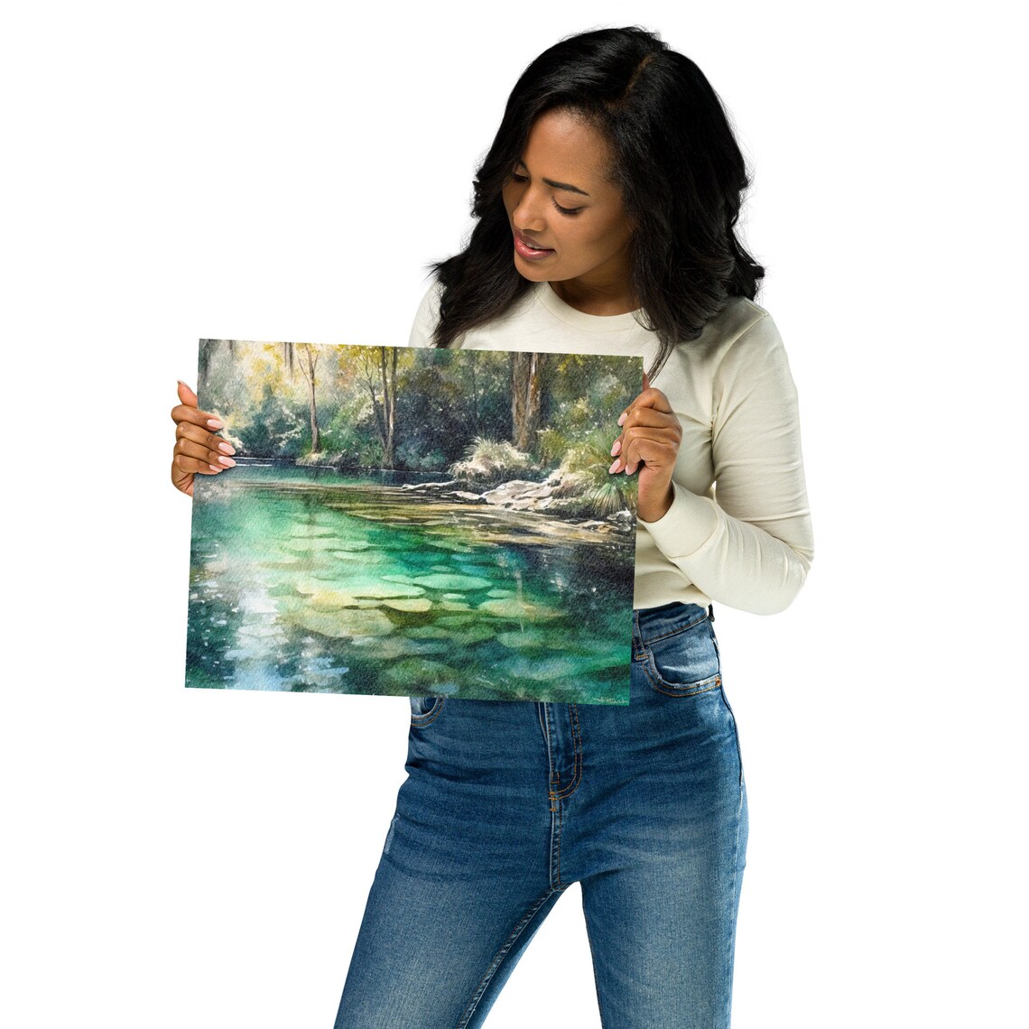Crystal River, Florida Watercolor Landscape Art Print - Image 2