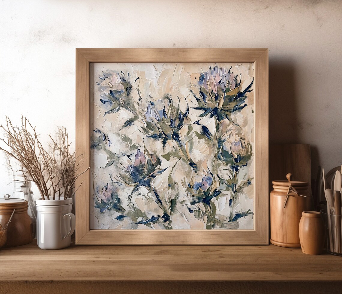 Thistle Oil-Painting Art Print, Scottish Farmhouse Decor - Image 2