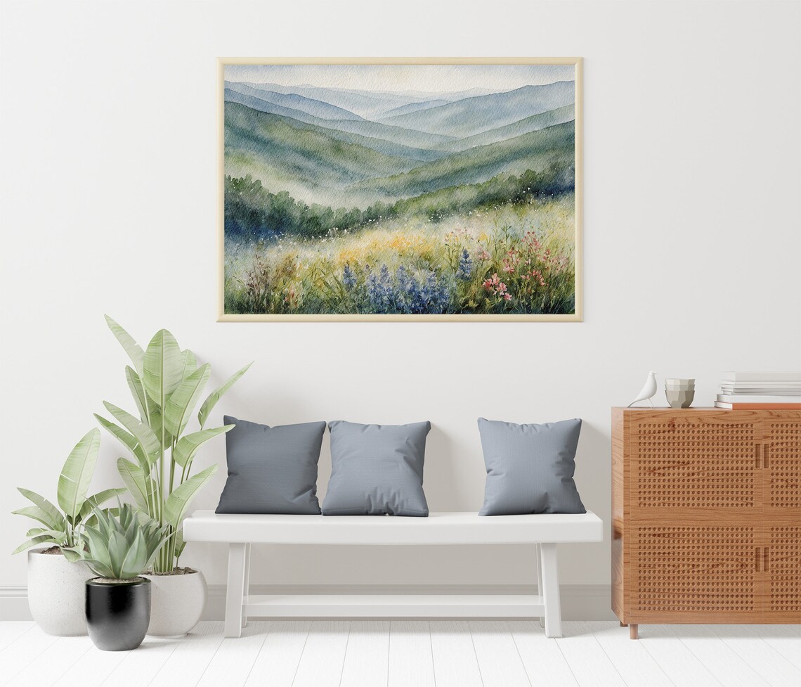 Blue Ridge Mountains Watercolor, North Carolina Art Print - Image 5