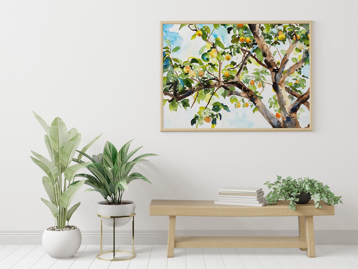 Pear Tree Watercolor Painting, Kitchen Wall Art - Image 3