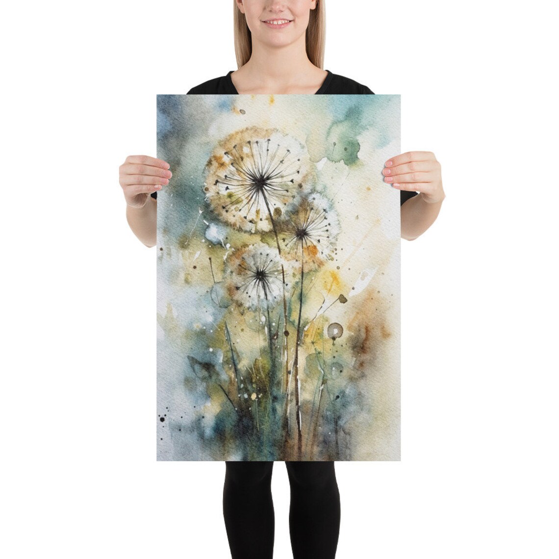 Dandelions Wildflowers Watercolor Floral Art Print - Image 2