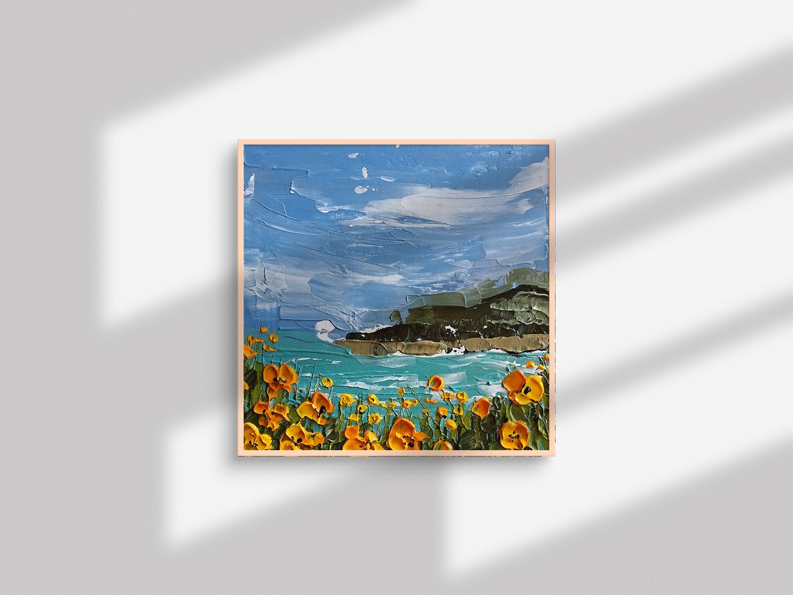 Big Sur California Poppy Seascape Poster Print - Image 2