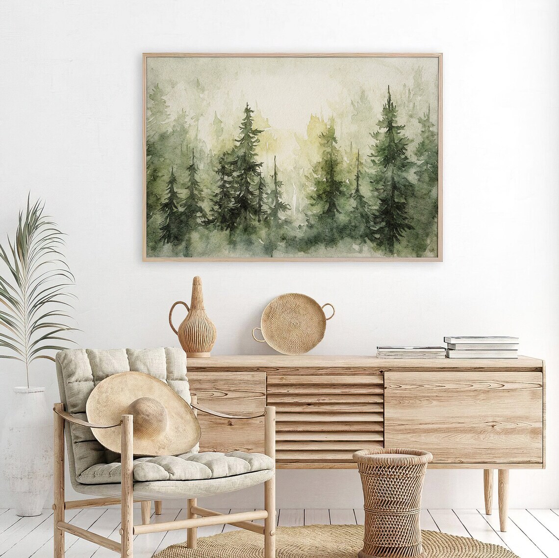 Pine Forest Watercolor Art Print, Rustic Evergreen - Image 5