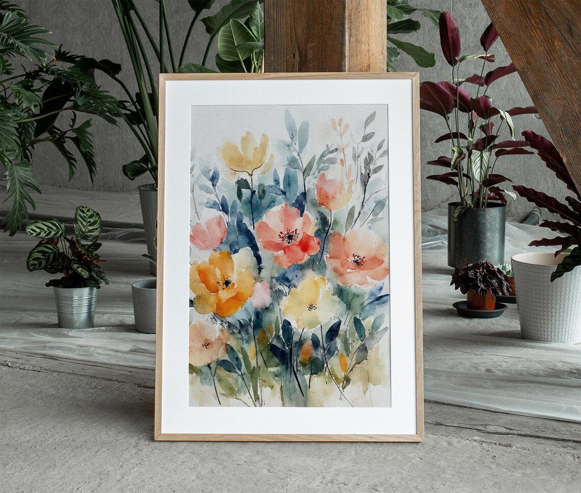 Wildflowers Watercolor Art Print, Meadow Flowers - Image 3