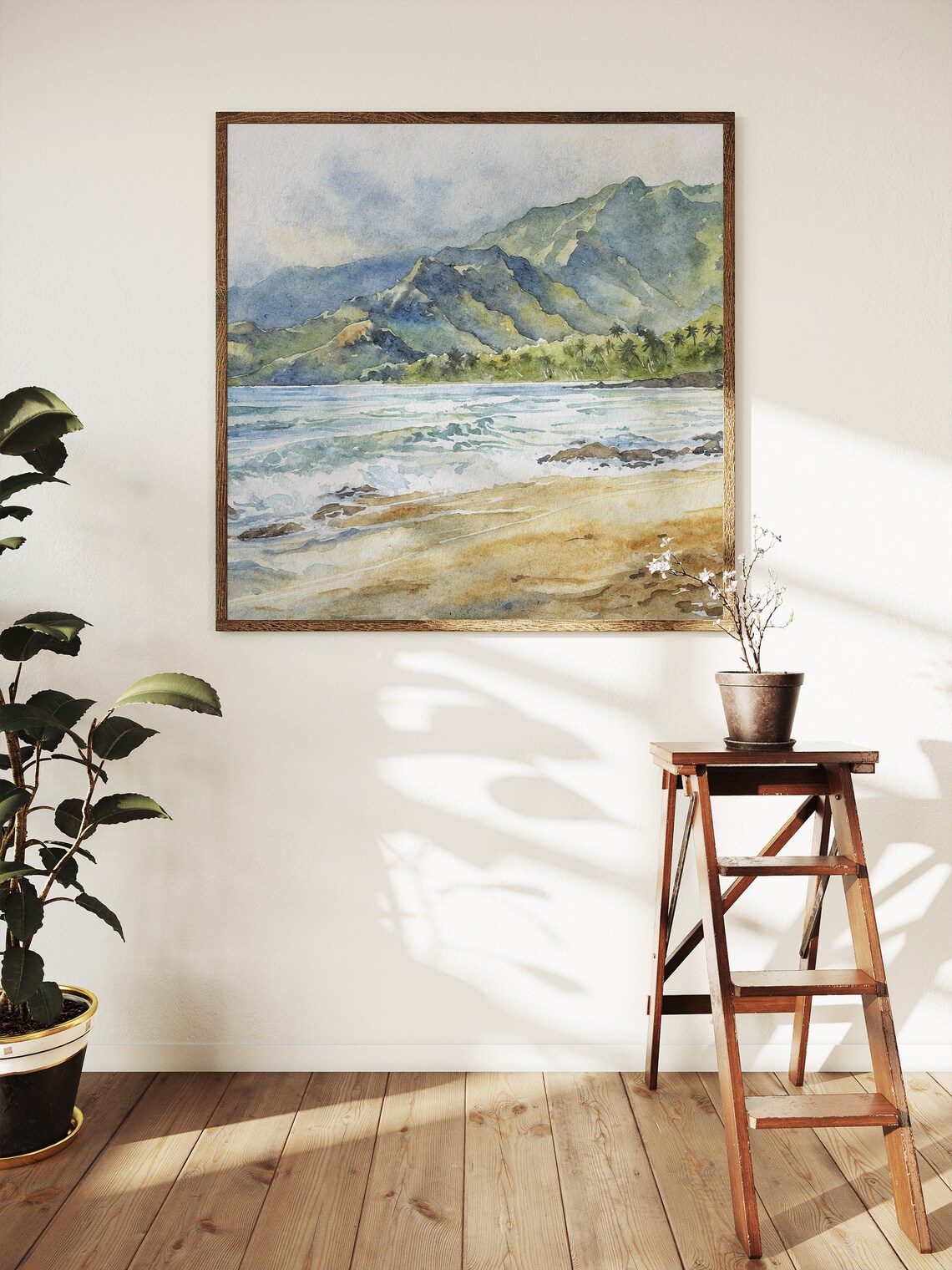 Kauai Na Pali Watercolor Art Print, Hawaii Coast - Image 2