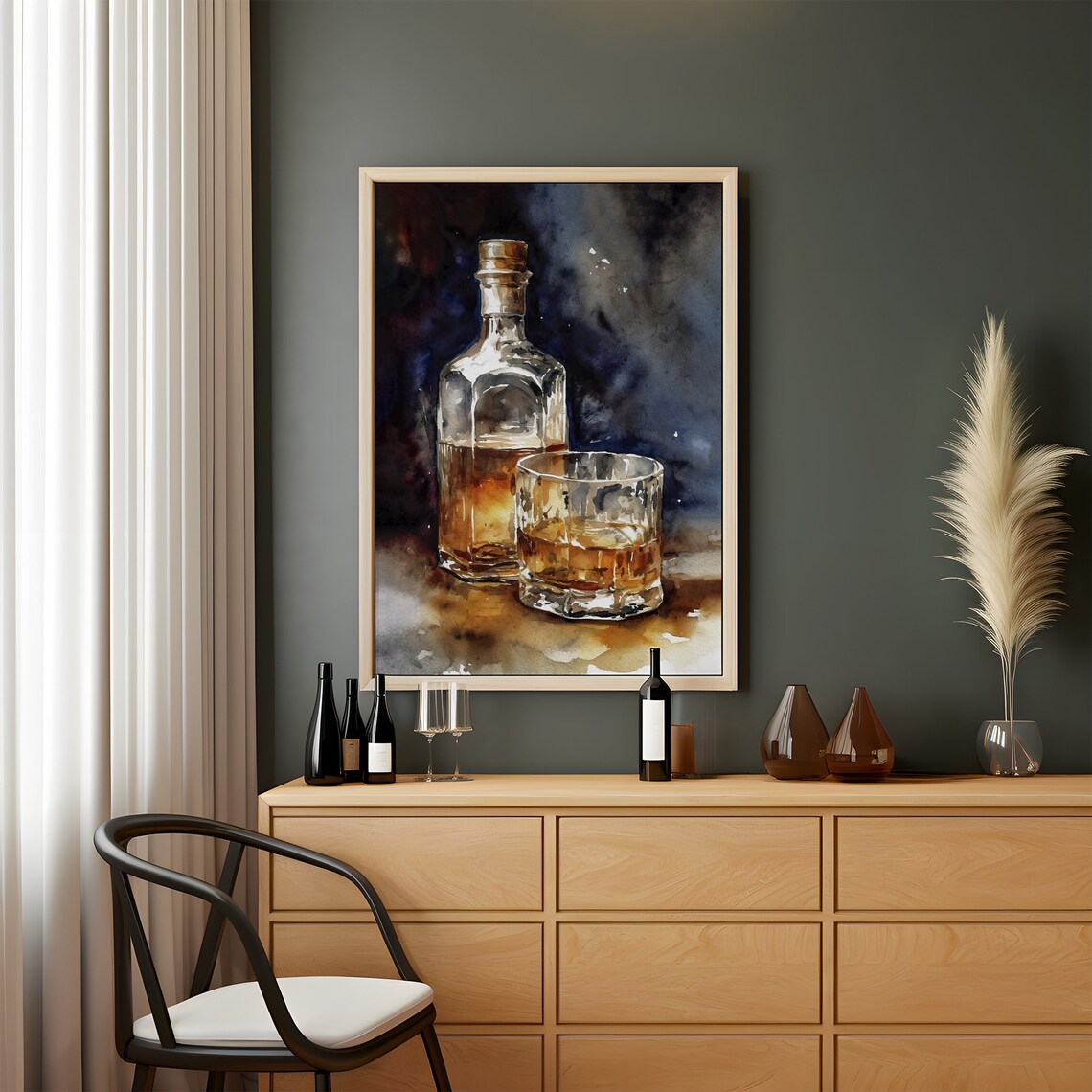 Whiskey Bottle Watercolor, Old Fashioned Bar Art Print - Image 5