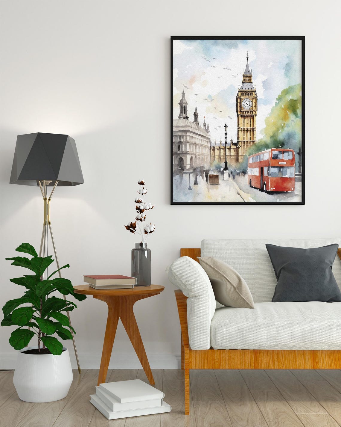London Cityscape Watercolor Painting Big Ben Art Print England Cityscape Artwork Red Bus Art Travel Gifts - Image 5