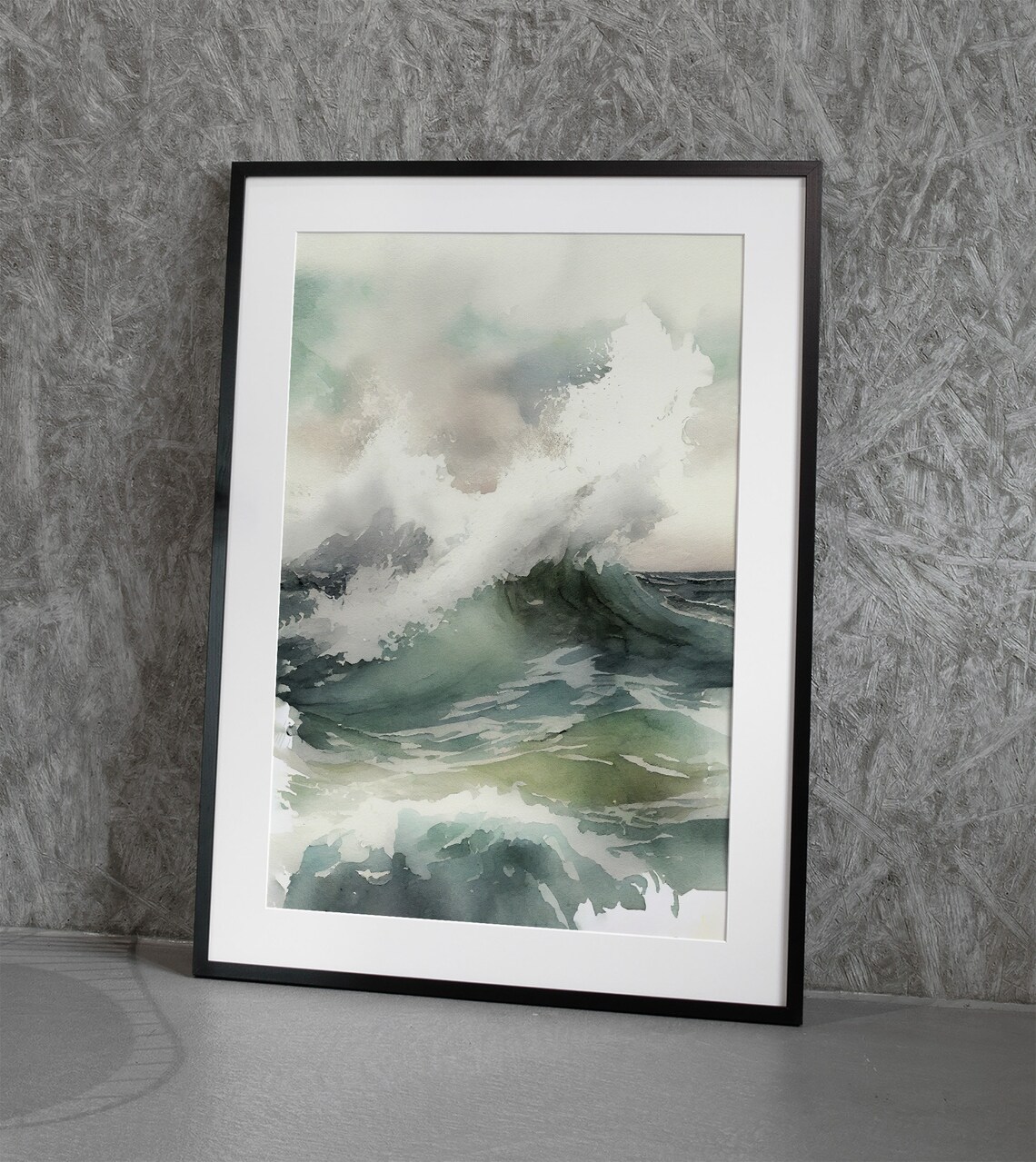 Sea Wave Watercolor Stormy Seascape, Nautical Art Print - Image 5