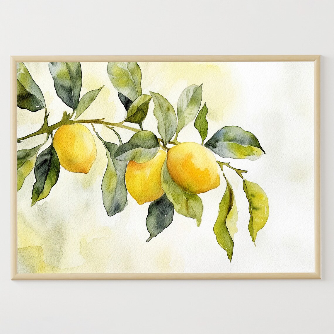 Lemon Tree Watercolor Poster, Kitchen Wall Art