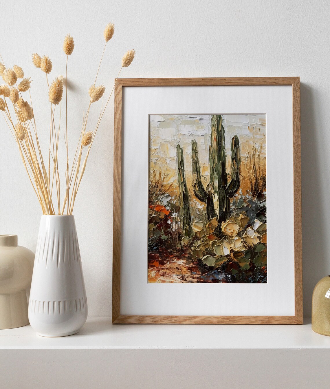 Saguaro Oil Painting Desert Botanical Art Print - Image 2