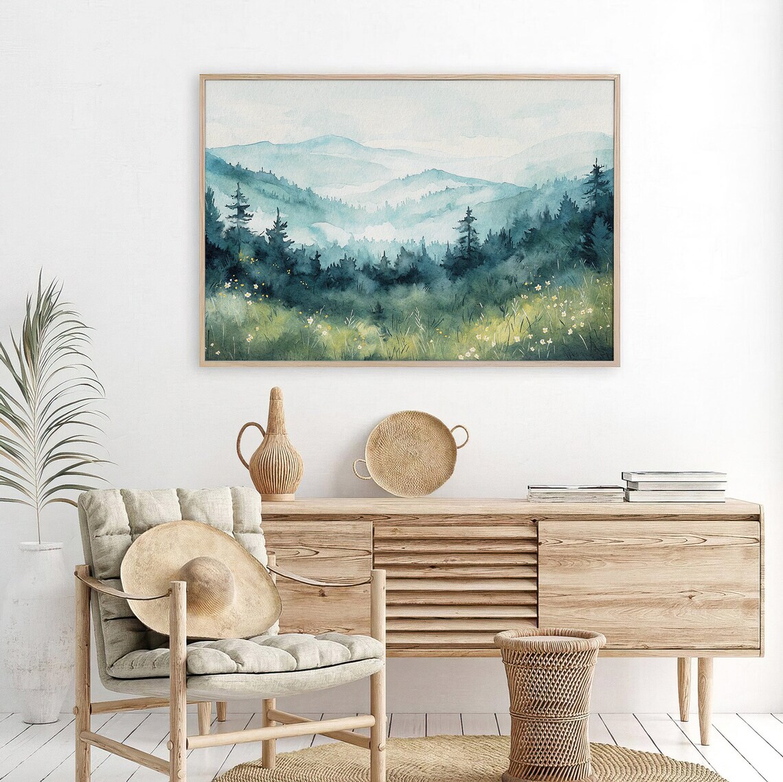 Blue Ridge Parkway Watercolor Landscape, Travel Poster - Image 3