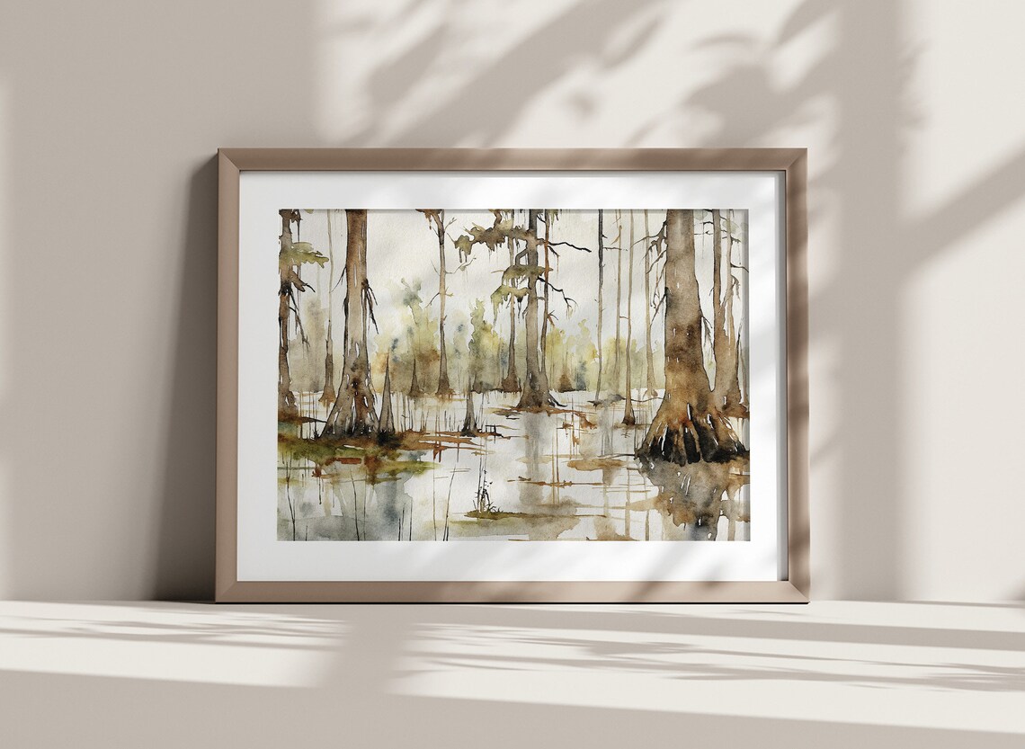 Louisiana Landscape Lake Martin Watercolor Art Print - Image 2
