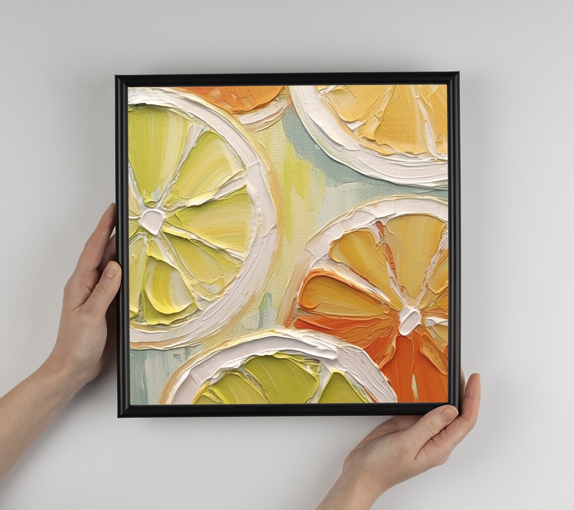 Orange Slices, Oil-Painting Style Kitchen Art Print - Image 2