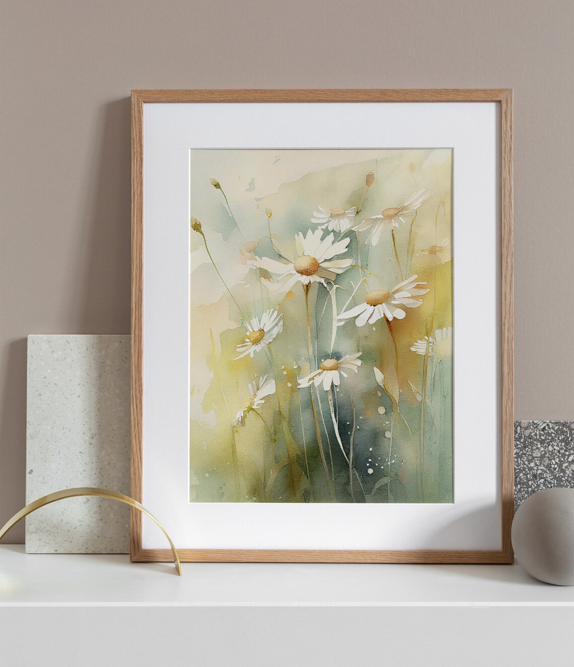 Daisy Watercolor Meadow Art Print, Wildflowers - Image 3