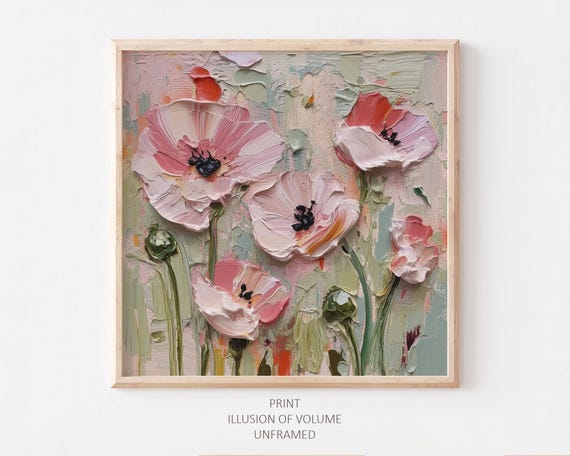 Poppy Wildflowers, Floral Oil Painting Art Print