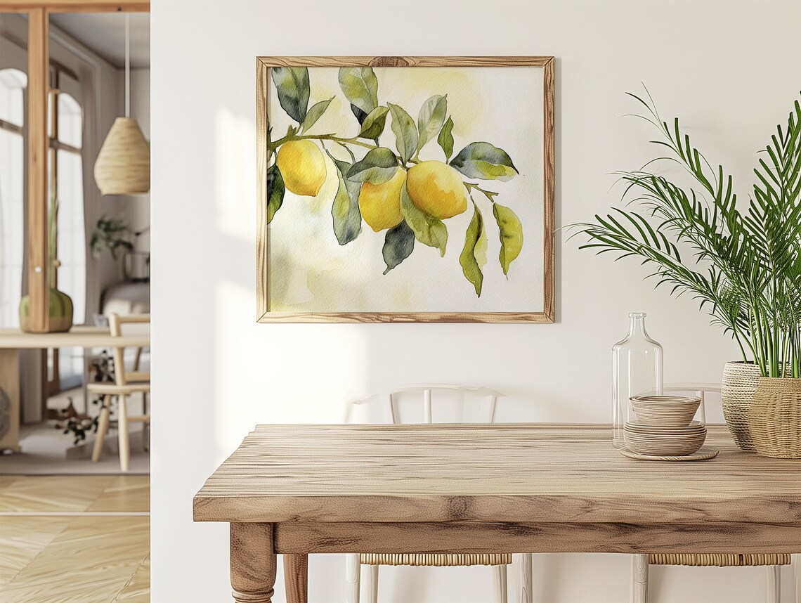 Lemon Tree Watercolor Poster, Kitchen Wall Art - Image 2