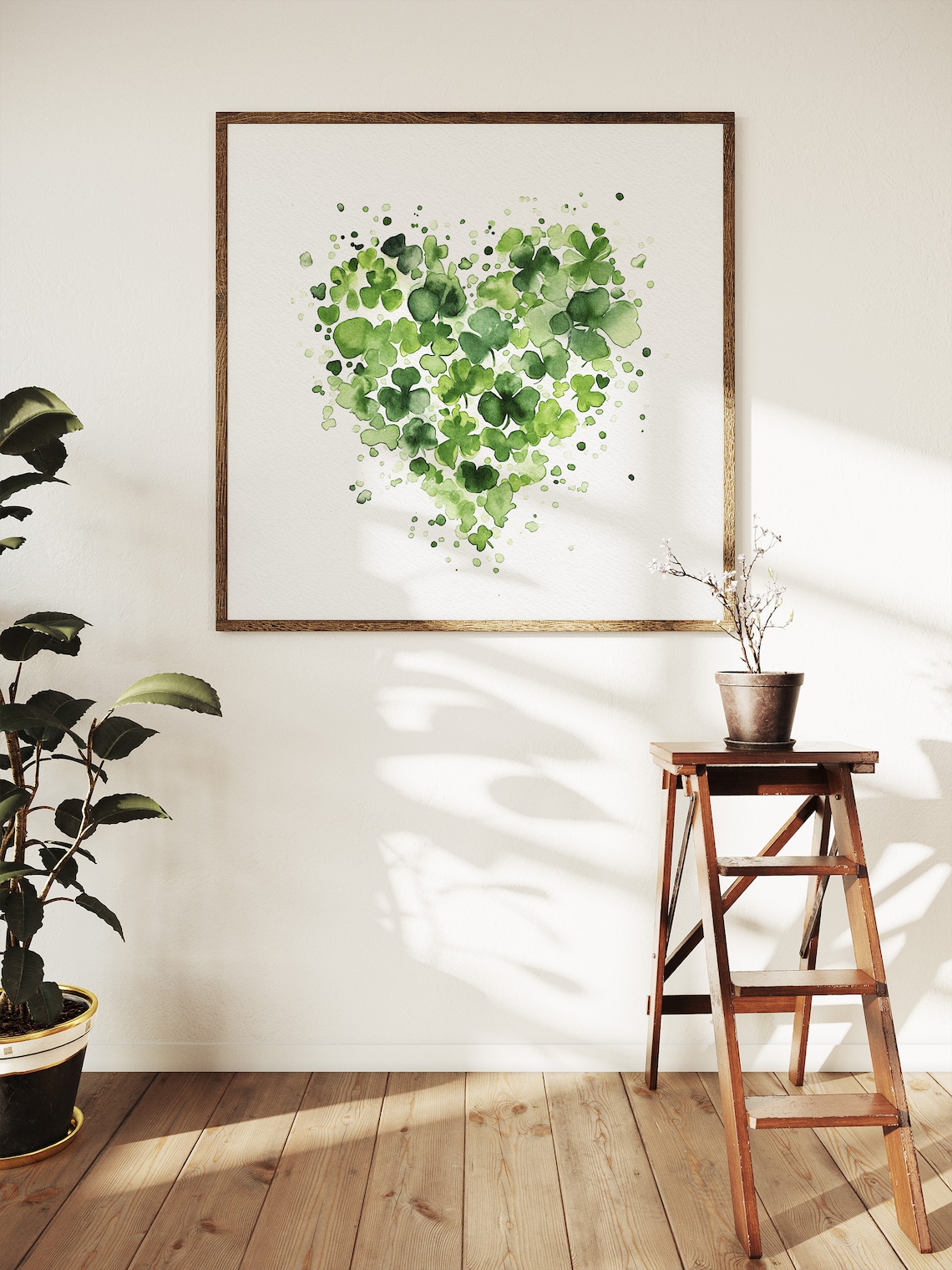 Shamrock Heart Watercolor Poster, Irish Home Decor - Image 3
