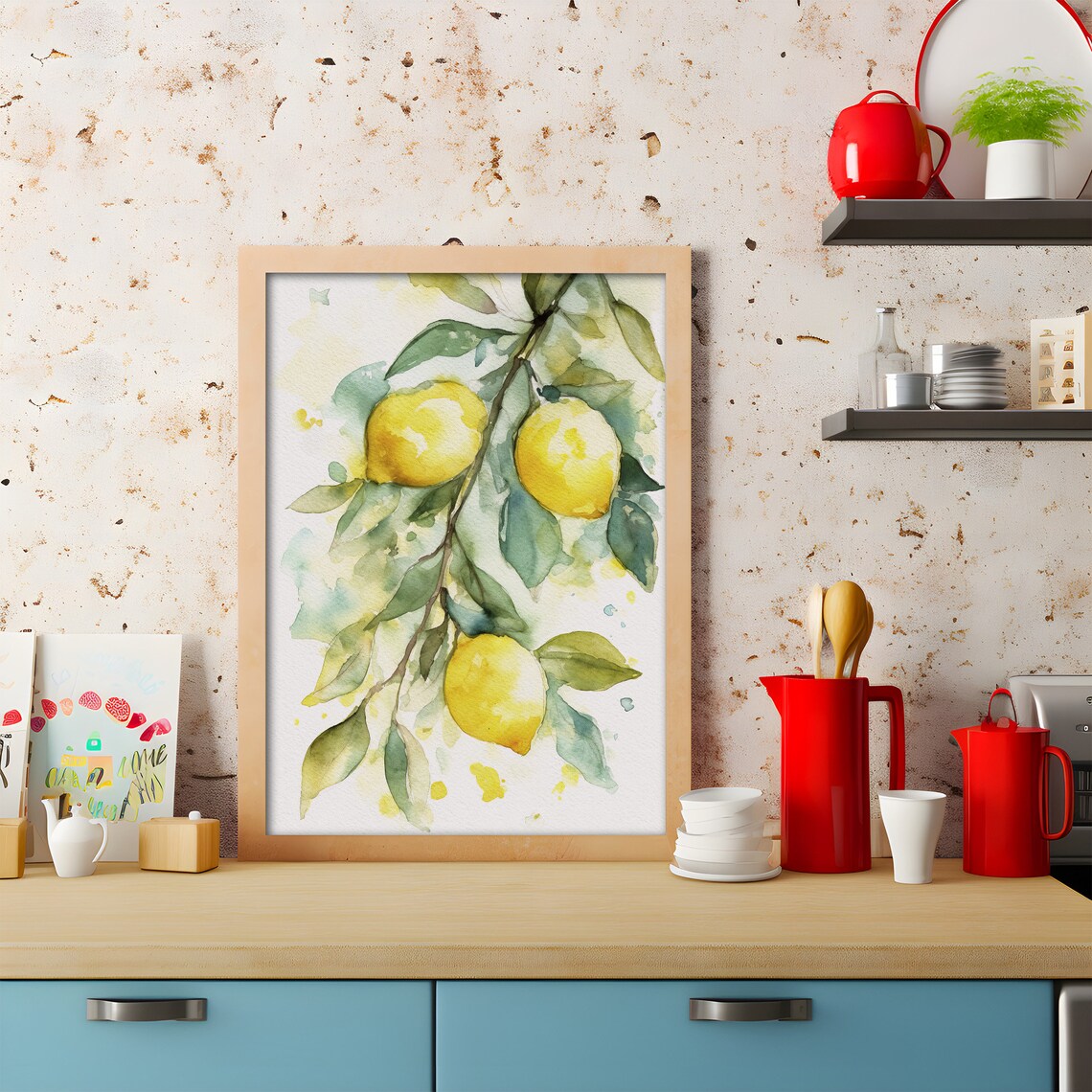 Lemon Tree Watercolor Art Print, Kitchen Decor - Image 3