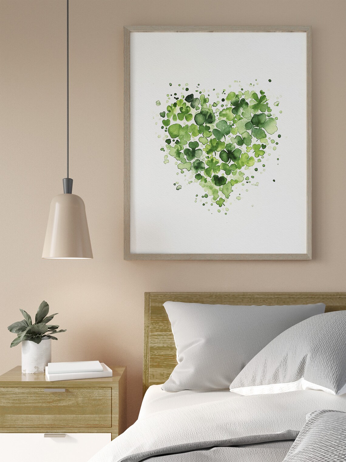 Shamrock Heart Watercolor Poster, Irish Home Decor - Image 2