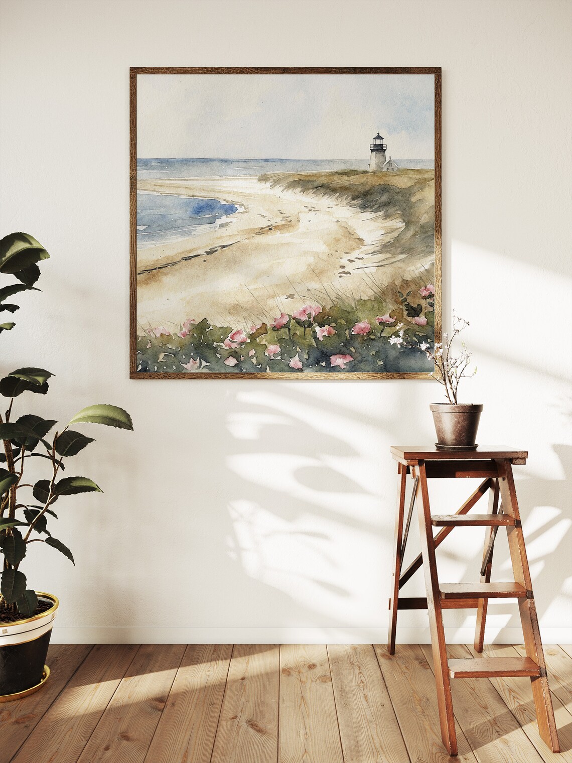 Cape Cod Coastal Watercolor Lighthouse Art Print - Image 4