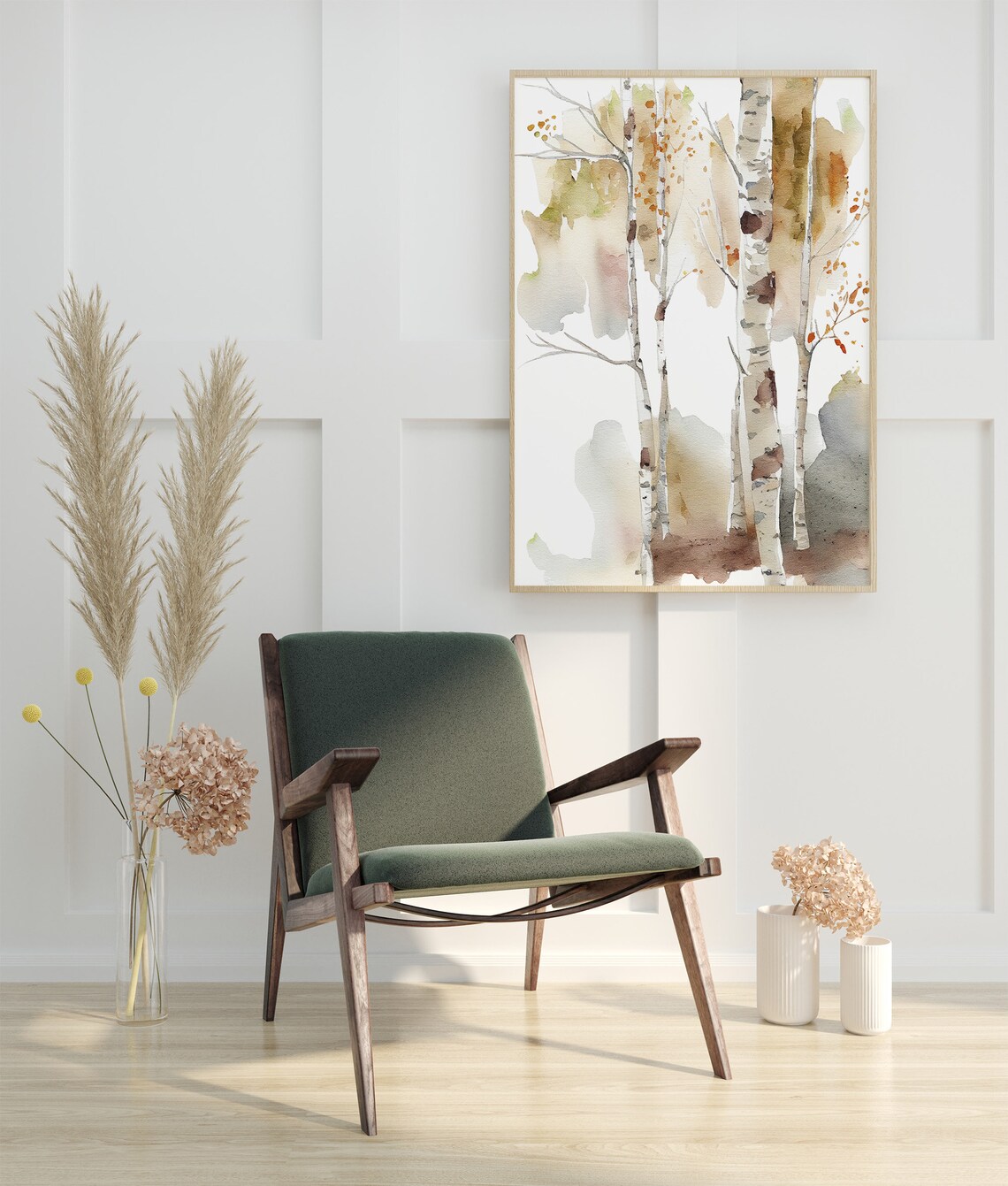 Birch Trees Painting Forest Watercolor Nature Art Print Birches Forest Neutral Wall Art - Image 3