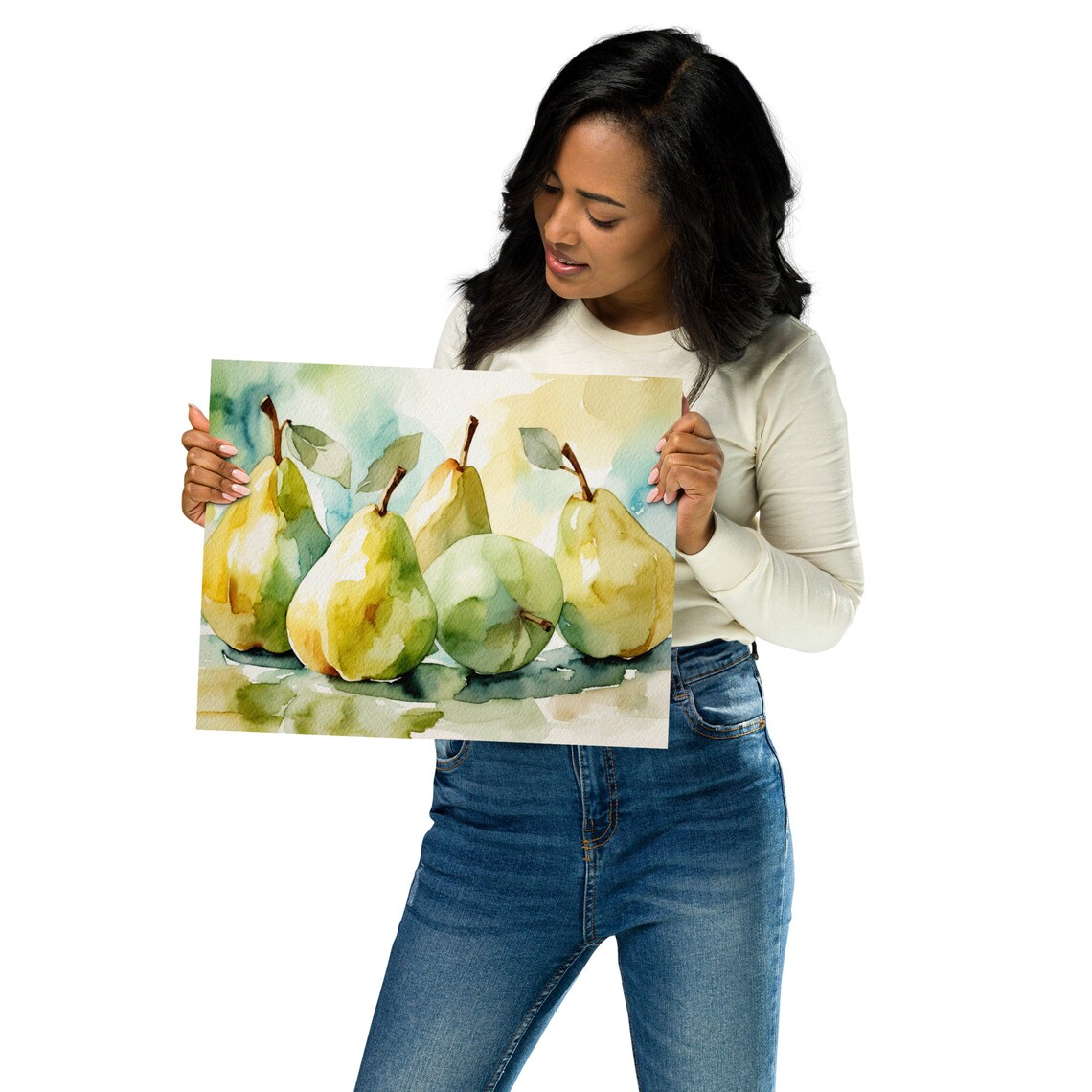 Pear Still Life Watercolor Art Print, Kitchen Decor - Image 2