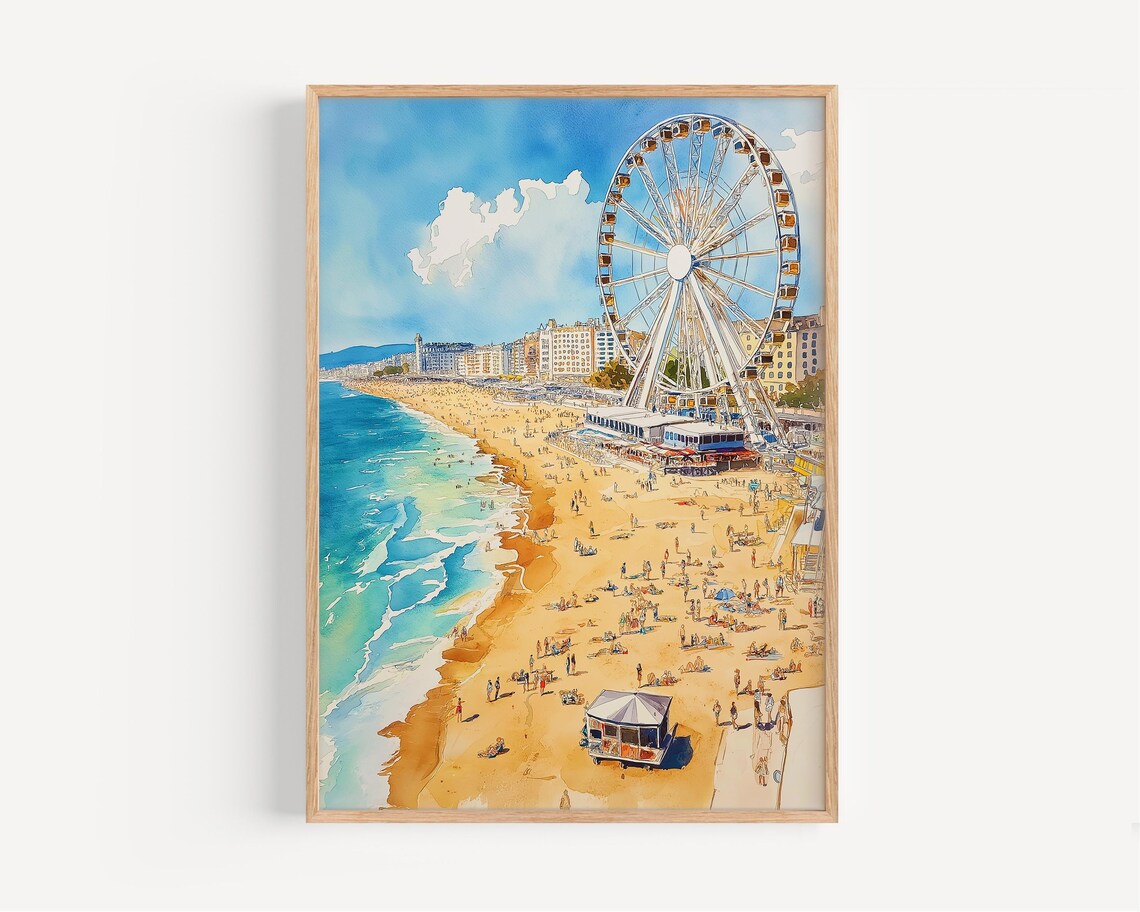 Watercolor Painting England Travel Poster