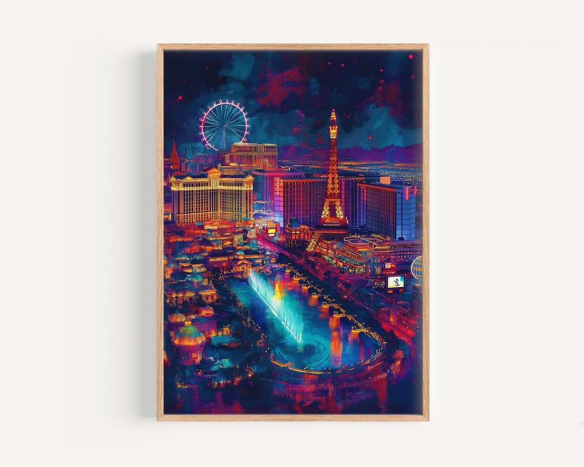 Las Vegas Watercolor Travel Poster, Wall Art Print