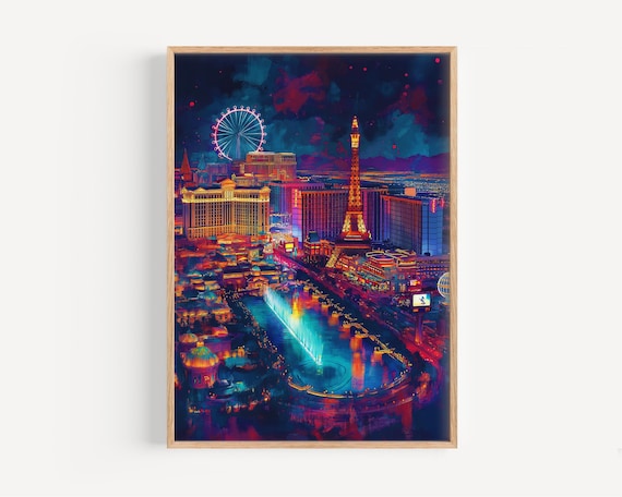 Las Vegas Watercolor Travel Poster, Wall Art Print