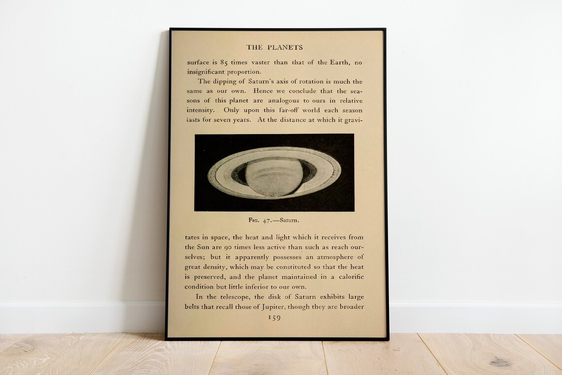 Saturn Antique Astronomy Book Plate Illustration From The Planets Poster