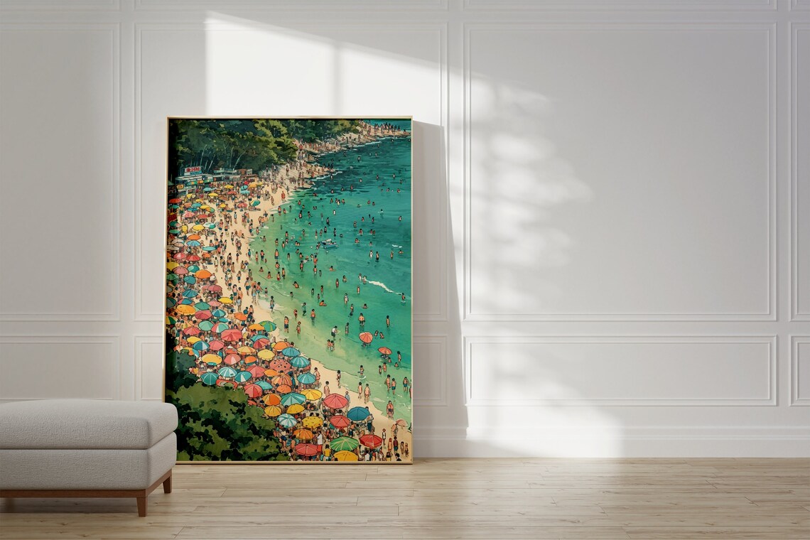 Vintage Japanese Beach, Miwa Komatsu-Inspired Art Print - Image 3