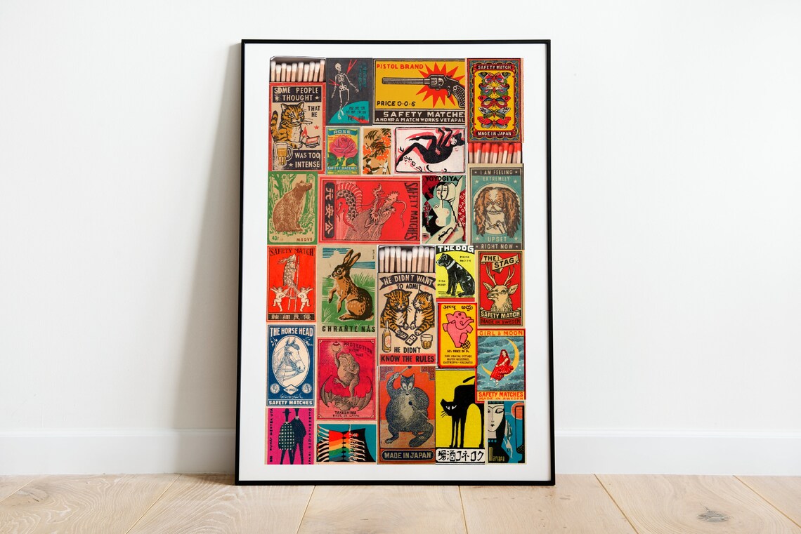 Vintage Matchbox Collage - Retro Art - Image 4