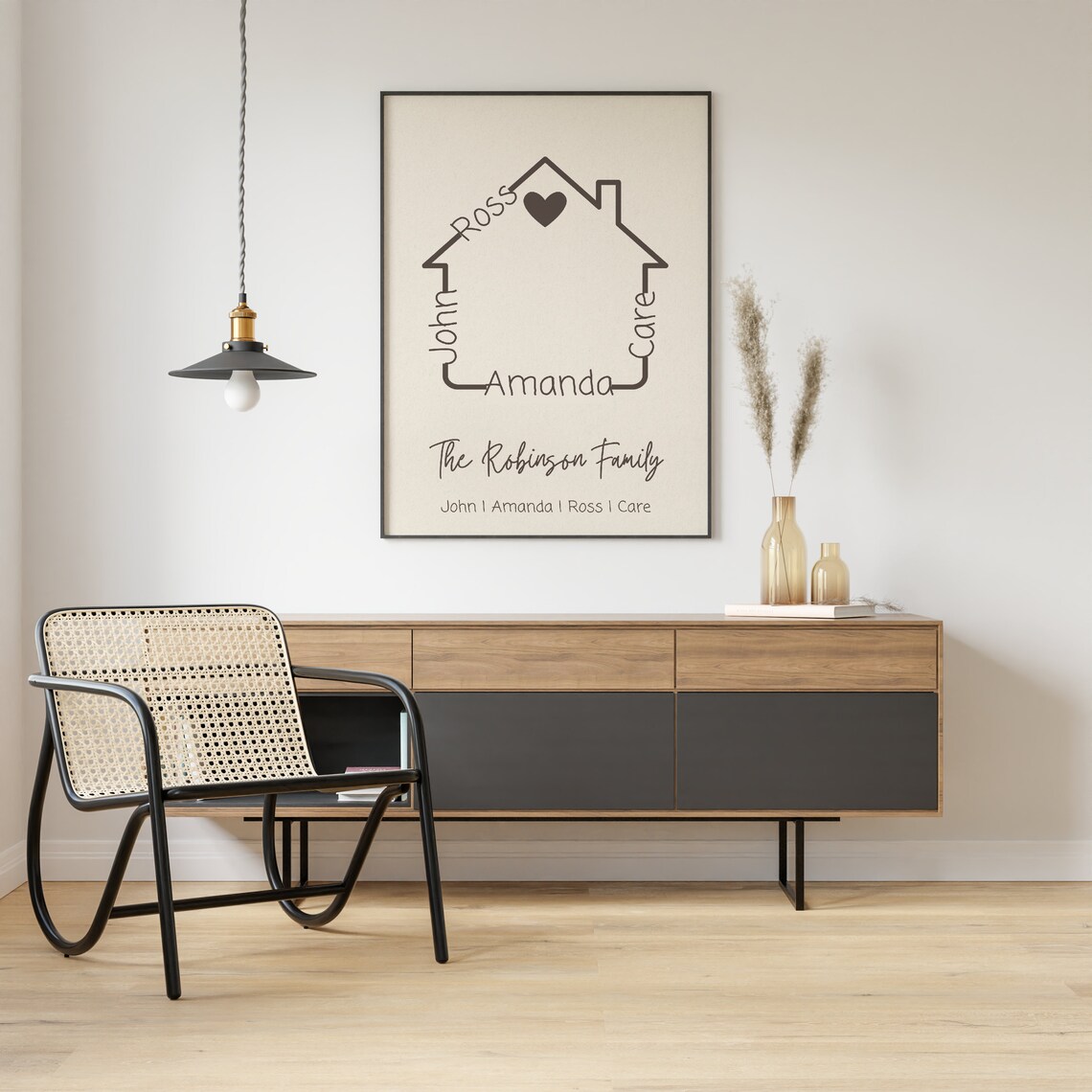 Custom Family Names House Outline Personalized Keepsake Gift Poster - Image 2