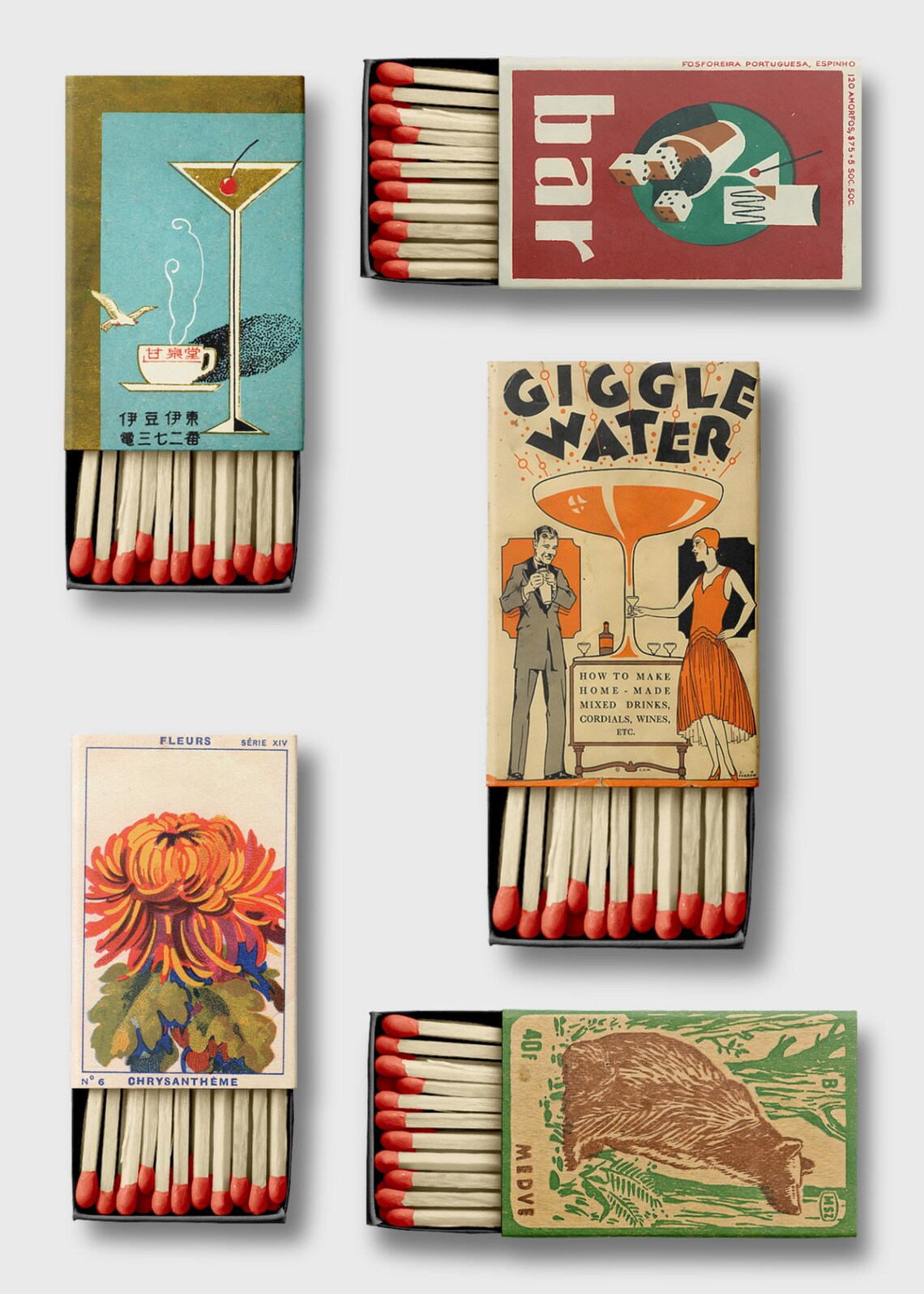 Vintage Matchbox Collage, Japanese Retro Poster - Image 2