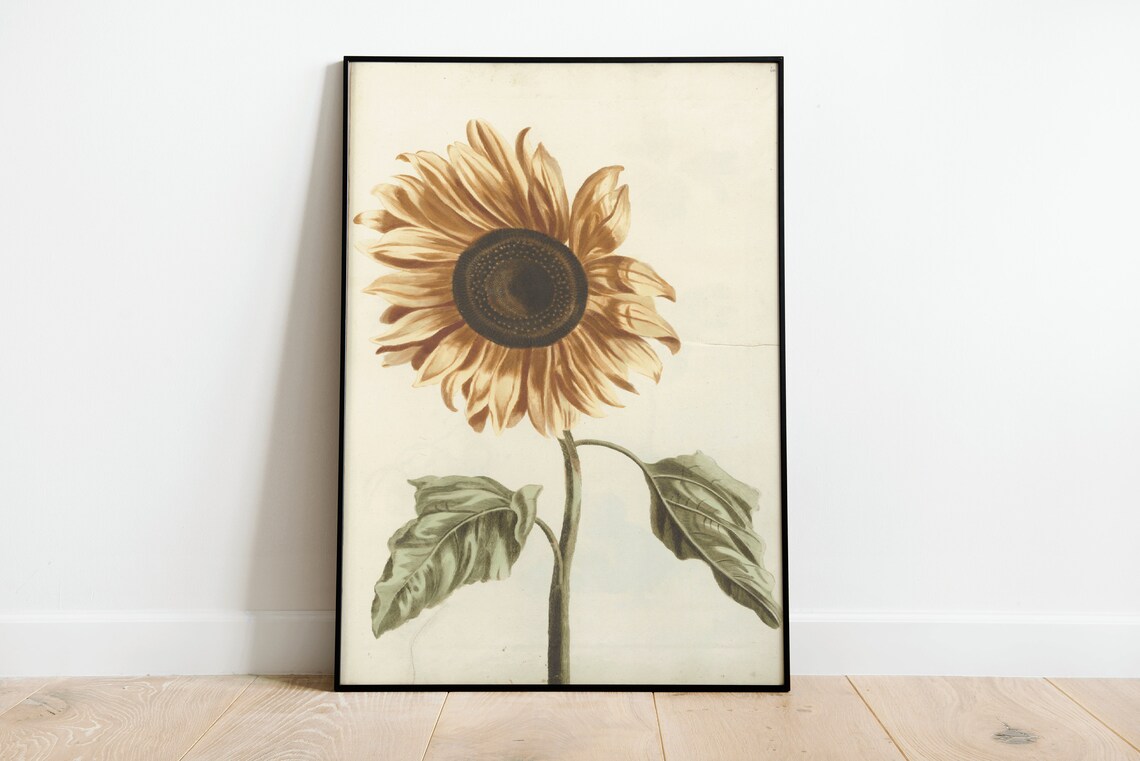 Japanese Sunflower Vintage Poster, Art Deco Retro