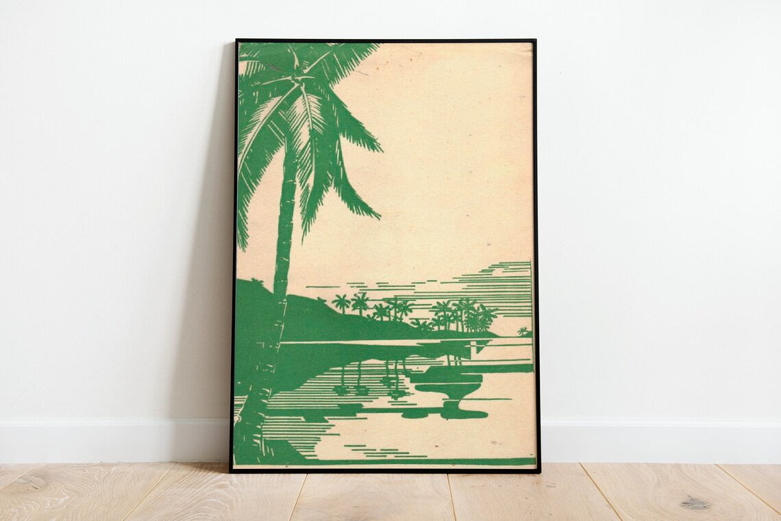 Palm Tree Paradise Beach Vintage Poster, Botanical Print - Image 2
