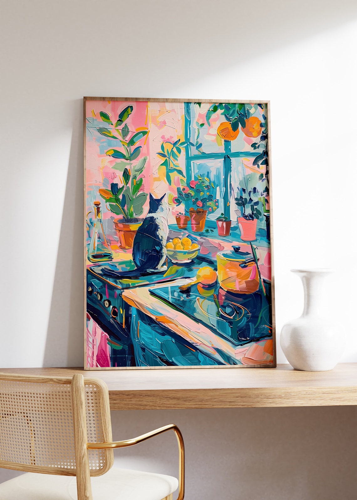Cat In The Kitchen, Vintage Food Art Print For Kitchen Decor - Image 4