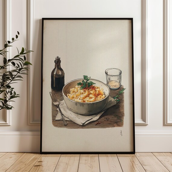 Mac And Cheese Bowl Hand Drawn Cozy Comfort Food Kitchen Poster