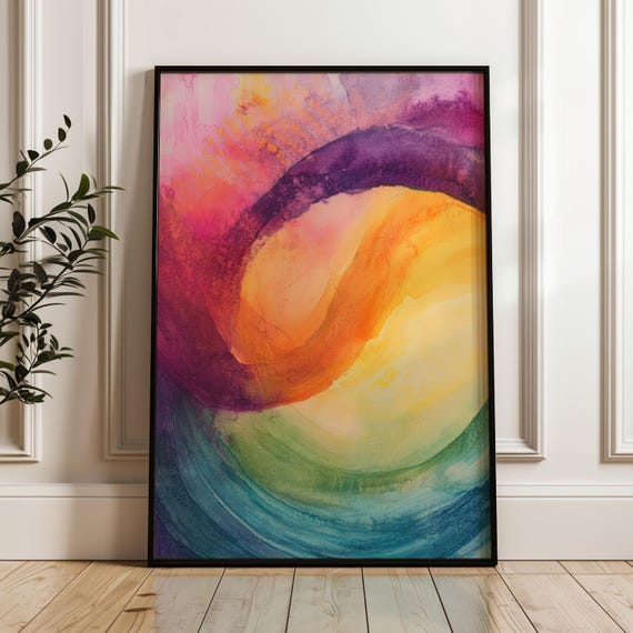 Abstract Watercolor Print Colorful Aura Poster On Matte Paper