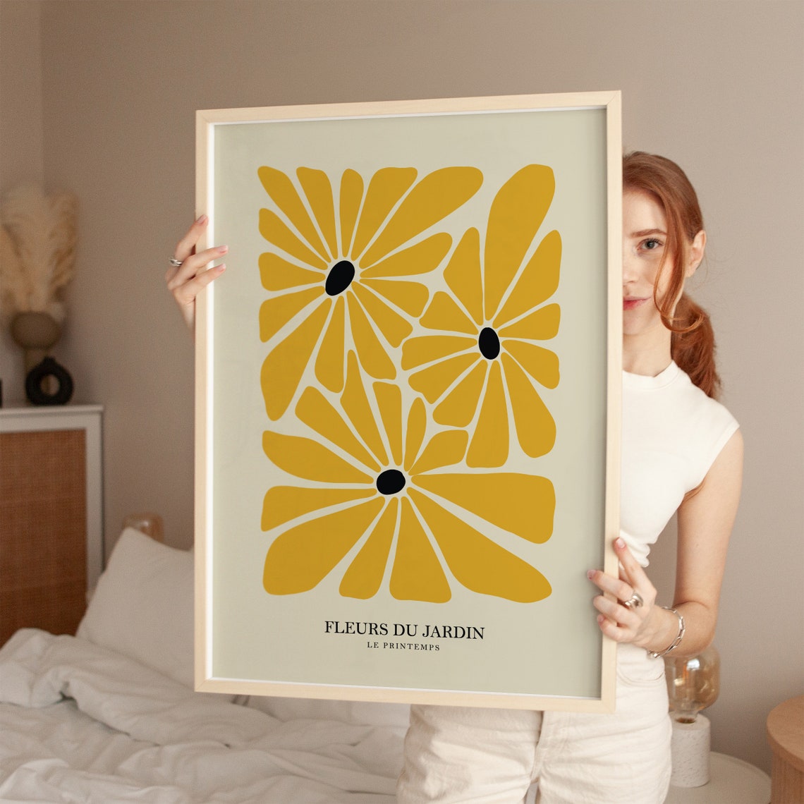 Bold Yellow Flowers Fleurs Du Jardin Le Printemps French Poster