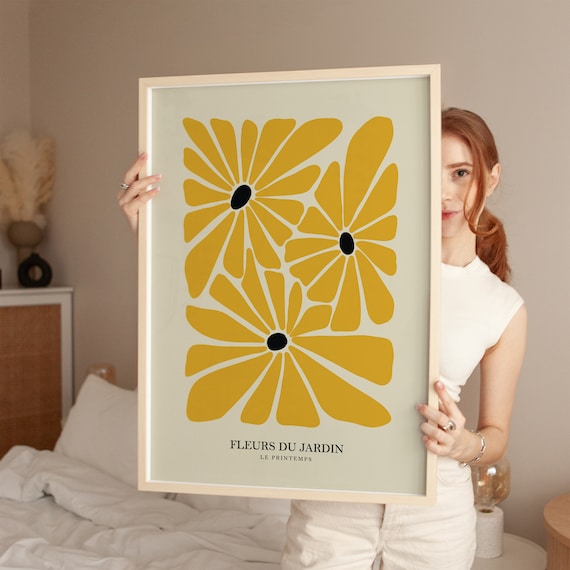 Bold Yellow Flowers Fleurs Du Jardin Le Printemps French Poster