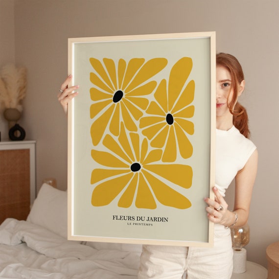 Henri Matisse Flower Style Exhibition Poster Famous Gallery Wall Art Print Grey Beige Boho Decor Bedroom Living Room