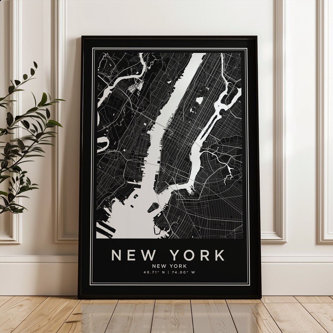 New York Map Poster, Minimalist City Line Art
