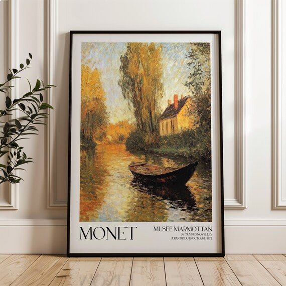 Monet Autumn River With Boat Musée Marmottan Exhibition Poster