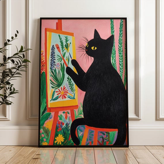 Black Cat Poster Funny Print Henri Matisse Art Gift For Mom