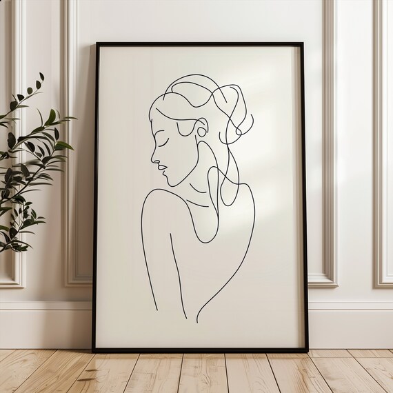 Woman Single Line Poster Minimalistic Feminist Art Print Black And White Wall Decor Modern Home Office Decoration Figure