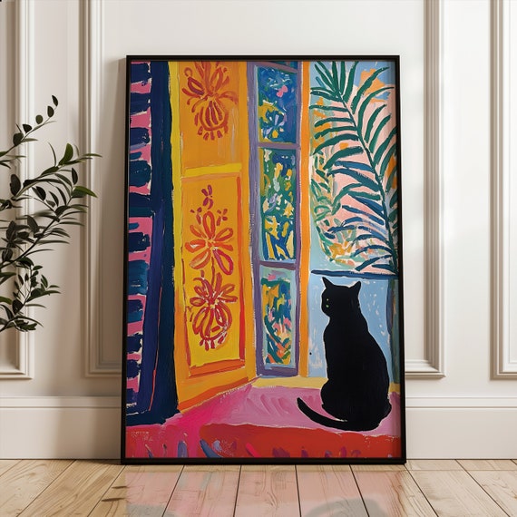 Black Cat Poster Funny Print Art Henri Matisse Gift For Mom