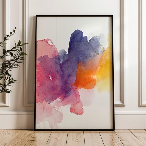 Abstract Watercolor Wall Art Aura Poster Colorful Splash Matte Paper